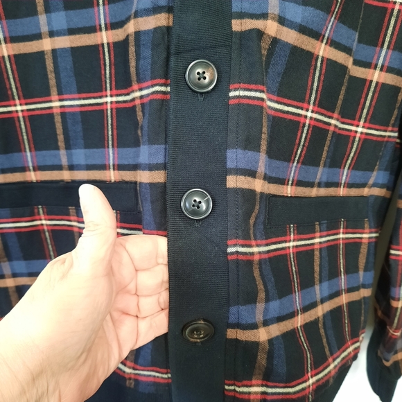 Todd Snyder Plaid Shirt Cardigan Button Up Black Peri Mens Size XXL New Cotton - Picture 6 of 15